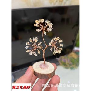 Natural <b>Crystal</b> <b>Tree</b> Ornament 6-8cm Height Eco-Friendly Wood Base Home Decor Amethyst Citrine Handicraft Gift - Product Image 4