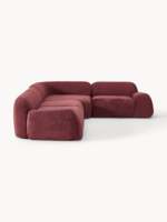 Canapé modulaire sectionnel contemporain pour salon de villa, grand espace minimaliste, canapé en L rouge bordeaux en tissu pour appartement