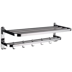 Toallero de Acero Inoxidable de Dos Niveles, Plegable, para Montar en la Pared, Estante de Almacenamiento para Baño - Product Image 4