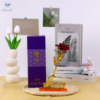 Bunga Foil Emas 24K Buatan dengan Kotak Hadiah, Hadiah Hari Valentine dengan Kotak Pink 25cm*8.5cm, Dekorasi Rumah, Buatan Cina