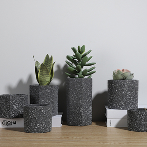 Mate negro barato de interior al aire libre de cemento flor olla moldes/casa jardín decoración de <span class=keywords><strong>terrazo</strong></span> suculentas Macetas - Product Image 1