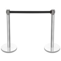 Poteau de guidage de file d'attente en acier inoxydable empilable avec miroir rétractable et barrière de séparation à sangle