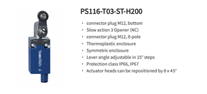 Interruptor de Límite Compacto Schmersal PS116-T03-ST-H200, 3 Contactos Normalmente Cerrados, Conector Inferior M12 para Automatización Industrial - Product Image 2
