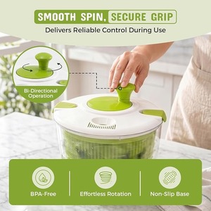 Hand Operated Salad Spinner <b>Vegetable</b> Washer Drainer Strainer Bowl PP Plastic Kitchen Fruit Lettuce Tool - Product Image 2
