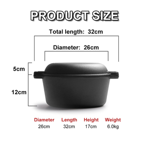 Nouveau produit double face utilisé meilleur 26cm 3qt Camping antiadhésif cuisinière huile végétale <span class=keywords><strong>fonte</strong></span> pot hollandais four - Product Image 5