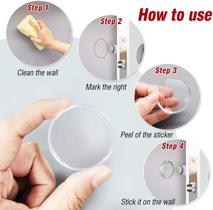 Protector de pared autoadhesivo transparente para puertas, almohadilla protectora para una protección silenciosa contra golpes de puertas - Product Image 1