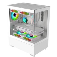 GAMDIAS ATX Mid-Tower Gaming PC Case Full View Tempered Glass Desktop Cabinet Front Side Panel Steel Construction