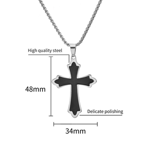 Collier pendentif croix de Jésus en acier inoxydable, 1 pièce, pour hommes et femmes, amulette religieuse, bijoux Hip Hop, cadeaux DIY - Product Image 5