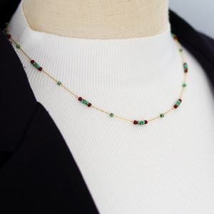 Collar de Cadena de Oro Sólido de 14k y 18k con Piedra Natural y Acero Inoxidable, Resistente a la Decoloración, Hipoalergénico, para Hombres y Mujeres, Estilo Casual de Oficina - Product Image 2