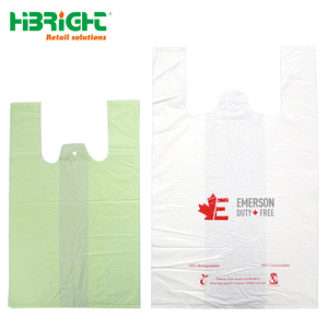 Custom Printed Biodegradable T-Shirt Shopping <b>Bag</b> 100% <b>Compostable</b> Eco-Friendly Plastic Grocery <b>Bags</b> with Handle - Product Image 4