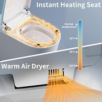 WC intelligent avec bidet intégré, chasse d'eau à siphon en céramique, siège chauffant, veilleuse, design moderne, fermeture douce, capteur de pied, automatique inclus