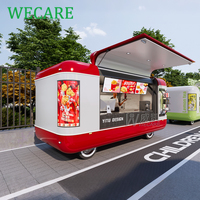 Remorque de restauration mobile WECARE entièrement équipée pour boissons, collations, poulet frit, tacos, pizzas et autres plats rapides, avec friteuse intégrée.