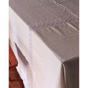 Mantel Rectangular de Lino Blanco Catiacingolani con Patrones Bordados e Impresos con Inserciones de Lentejuelas y Crochet para Hoteles - Product Image 4