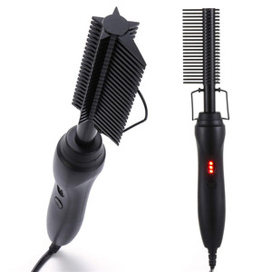 Peine Eléctrico Calefactado, Precalentamiento de 1 Minuto, Pentagonal, de Latón, para Rizar y Alisar, Uso en Cabello Seco y Mojado, Herramienta de Peinado - Product Image 1