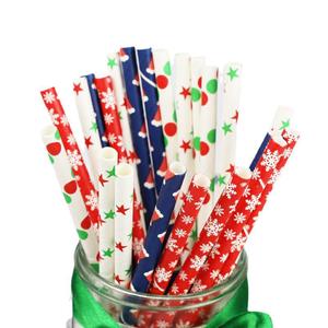 Christmas <b>Paper</b> Straws Disposable <b>Biodegradable</b> Decorative For Parties And Beverages - Product Image 1