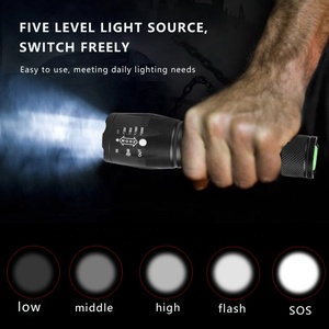 Công suất cao LED USB sạc chiến thuật hợp kim nhôm đèn pin nhỏ Zoom Set-không thấm nước và khả năng mở rộng - Product Image 3
