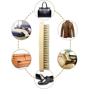 14cm cerato oliatura maiale bianco criniera Schima superba manico in legno pulizia scarpe in pelle spazzola per lucidare scarpe in legno - Product Image 4