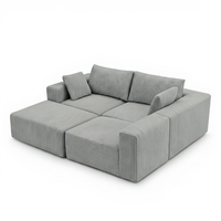 Canapé modulaire en forme de L HUATEAN 108 pouces avec assise profonde en PU, design moderne pour chambre à coucher (beige)