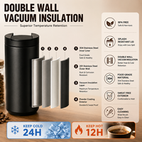 Mug de voyage isotherme en acier inoxydable avec logo personnalisé, 14oz 17oz, couvercle rabattable, cadeau pour les trajets quotidiens