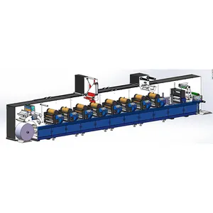 Mesin cetak Flexographic Inline gulungan Film Bopp Printer 8 warna Motor Servo otomatis dengan pembelah