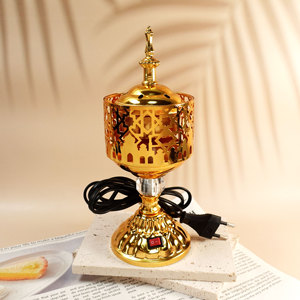 Di alta qualità stile Dubai bruciatore di incenso elettrico in <span class=keywords><strong>oro</strong></span> stile arabo in metallo Bakhoor bruciatore di incenso - Product Image 1