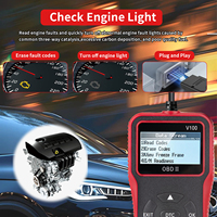 Herramienta de Diagnóstico Automotriz Portátil V100, Lector de Códigos OBD2, Analizador de Motor, Escáner Universal para Automóviles, Función de Diagnóstico Completo, USB, 1 Año