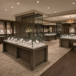 Vitrines de présentation de bijoux en verre sur mesure de luxe, éclairées par LED, pour solution d'aménagement intérieur de magasin de bijouterie haut de gamme - Product Image 5