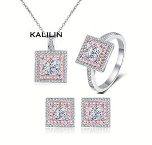 925 <b>Silver</b> Octagon Cut Zircon Jewelry <b>Set</b> <b>Necklace</b> <b>Earrings</b> Ring Women Luxury Geometric Claw Setting Wedding Party Engagement - Product Image 1