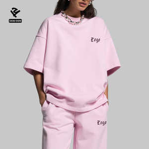 Ensemble de salon 2 pièces personnalisé pour femmes F5449 avec t-shirt surdimensionné dos nu et pantalon large Streetwear Y2k survêtement décontracté - Product Image 6