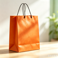 Sacs en papier personnalisés avec logo, élégants et réutilisables, sacs cadeaux et sacs pour vêtements de luxe pour boutique de Noël, couleur orange
