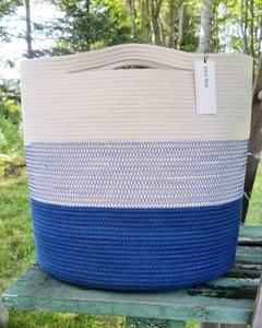 Grande arrivée spéciale bleue et beige pour le nouvel an panier en corde de coton fait main pour un usage quotidien meilleure idée cadeau de qualité pour les amis - Product Image 1