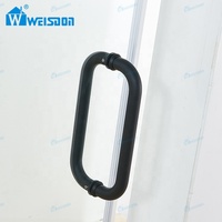 Porte de douche coulissante simple en verre trempé stratifié SGCC en acier inoxydable 5+5 mm, sans cadre, noir mat, avec amortisseur