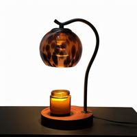 Lampe chauffe-bougie de style nouveau, abat-jour en verre, source lumineuse LED, lampe de table à base en bois, livraison directe disponible.
