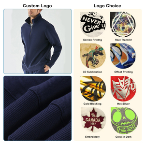 Sudaderas Personalizadas con Logotipo Bordado ODM para Hombre, de Alta Calidad, 100% Algodón, con Cierre de 1/4 - Product Image 6