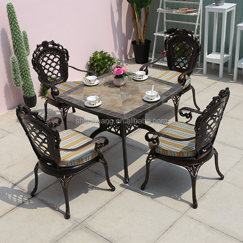 Modern Style Outdoor Patio Dining Set Cast Aluminium Furniture for BBQ