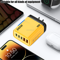 Chargeur rapide USB Type C 240W 3.0 avec LED, charge rapide 240W, 5 ports USB-C PD, chargeur mural pour téléphone portable