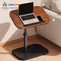 Bureau d'ordinateur portable réglable avec plateau en bois et base en métal pour le bureau à domicile, le salon ou comme table basse