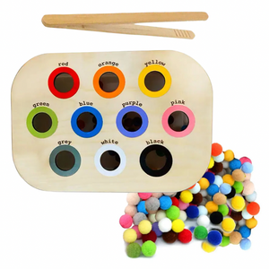 Mesa de clasificación de colores <span class=keywords><strong>Flisat</strong></span> de arcoíris de madera Insertar actividad de barra de colores de aprendizaje educativo para niños - Product Image 2