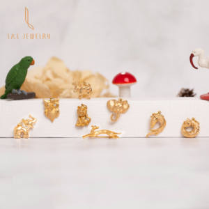 Grosir 18K Solid <span class=keywords><strong>Gold</strong></span> Tangan Membuat Liontin Kalung Berlian Nyata Gajah Hewan Seri Pesona Liontin - Product Image 6