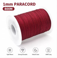 Paracord en nylon de 1 mm, 800 m, tressé et enduit, pour nœuds chinois, macramé, fabrication de bijoux, sacs et chaussures, bricolage, haute ténacité, durable