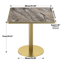 [Stock US] Table à manger moderne de luxe en pierre frittée de 31,5 pouces avec base en acier inoxydable doré, livraison rapide, MOQ 1 pièce