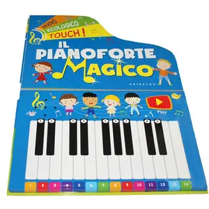 OEM lingua elettronico tastiera dello strumento di musica immagine personalizzata libro pianoforte giocattolo per il bambino