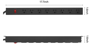 Ciabatta montabile in metallo a 8 prese ciabatta per montaggio a <span class=keywords><strong>parete</strong></span> ciabatta larga distanziata ciabatta commerciale <span class=keywords><strong>con</strong></span> <span class=keywords><strong>interruttore</strong></span> 15A 125V - Product Image 2