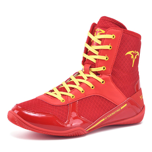 Calzado Deportivo Antideslizante para Lucha Libre y Fisicoculturismo, Color Rojo y Amarillo, con Cordones, para Hombre, Venta al Por Mayor - Product Image 2