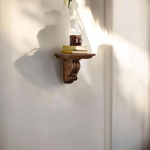 Rustic Wooden Floating Wall <b>Shelf</b> Carved Wall Mounted Display <b>Rack</b> for Bedroom Bathroom Entryway Farmhouse Home Decor - Product Image 3