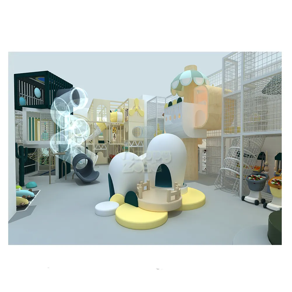 Concept Indoor Nature Fun Wooden Combined Soft Play System Customized Slide for Cinema and Kids Club