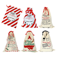 2022 Neues Design 50*70CM Große Santa Strümpfe Candy Nuts Geschenk verpackung Tasche 100% Baumwolle Weihnachten Kordel zug Säcke