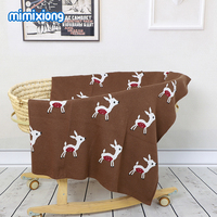 Vente en gros d'usine, couvertures en coton pour bébés, motif de cerf adorable, broderie pour nouveau-nés, OEKO Tex Mimixiong, tricotées pour bébés