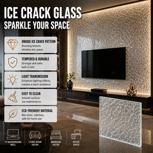 Panneau <span class=keywords><strong>en</strong></span> verre trempé décoratif à motif de fissures de glace, fusionné à chaud, pour mur de fond de télévision, salon, décoration intérieure - Product Image 1
