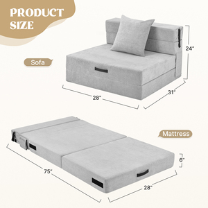 Modern 4-in-1 Extendable Convertible Folding Sofa <b>Bed</b> Set Eco-Friendly Modular <b>Space</b>-<b>Saving</b> Multi-Functional Living Room Room - Product Image 6